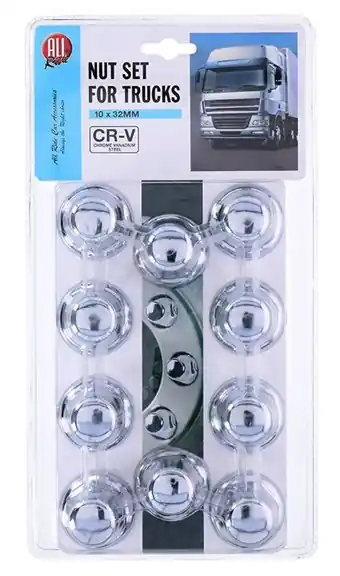 Přímo Od Výrobce Sada 10 kusů chromovaných krytek šroubů, velikost matice 32