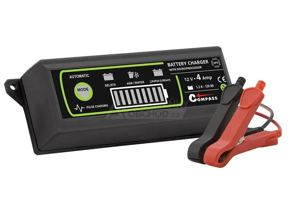 Víkendová Akce Nabíječka autobaterií mikroprocesor 4 Amp 6/12V PB/GEL max. 120Ah