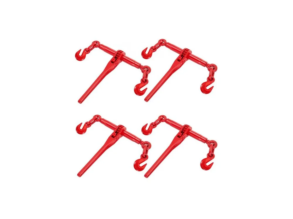 Rychlé Dodání Řetězový popruh 3/8"-1/2", ráčnový popruh s nosností 9215 liber, pákový popruh s háky G70, nastavitelná délka, ráčnový řetězový popruh pro uvazování, tahání a tažení, balení po 4 kusech v červené barvě