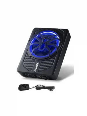 10" 440W subwoofer do auta pod sedadlo, tenké aktivní subwoofery do auta s modrým ambientním světlem, nízkoprofilový audio subwoofer pod sedadlo s vestavěným zesilovačem, dálkový ovladač pro SUV, auto, nákladní auto, obytný vůz Nejprodávanější