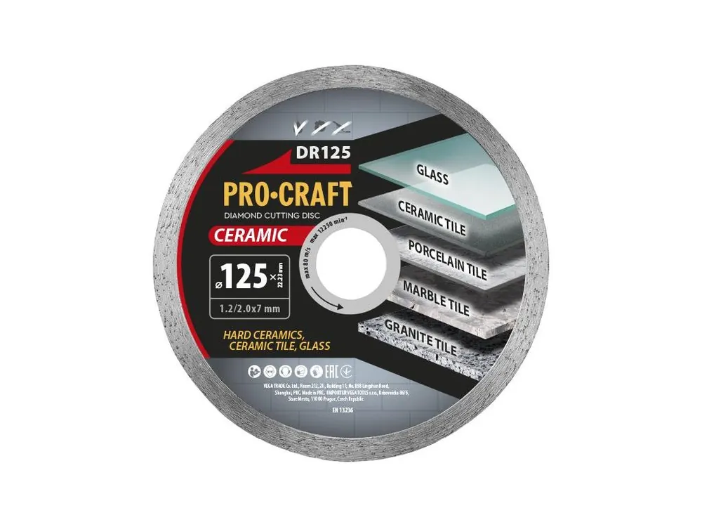 Vrácení Zdarma Kotouč řezný diamantový 125mm PROCRAFT DR125 Ceramic