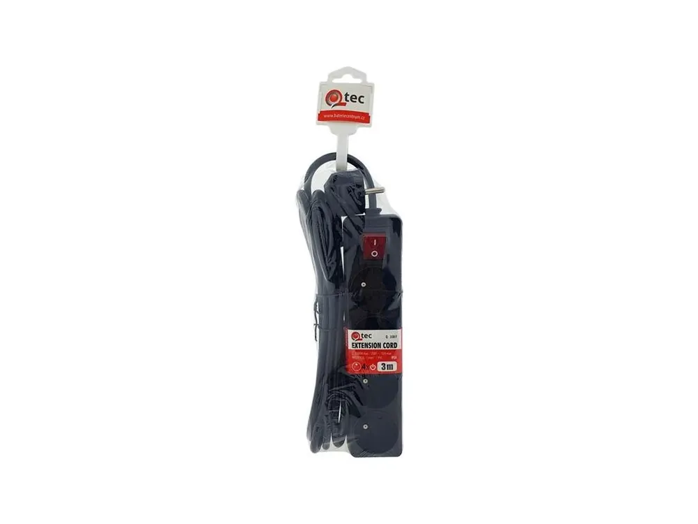 Prodlužovací kabel 4 zásuvky 3m QTEC Q-358F s vypínačem Super Cena