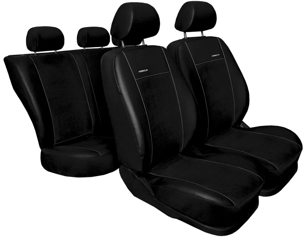 Časově Omezené Autopotahy Škoda Fabia I, nedělená zadní sedadla,od r.1999-2007, Eco kůže+ alcantara černé