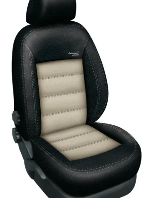 Autopotahy Škoda FABIA III, 5 dveř HB, AUTHENTIC LEATHER, černobéžové Bezpečná Platba