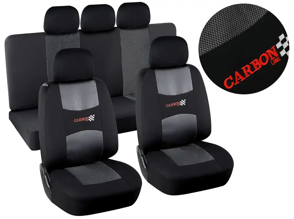 Potahy sedadel sada 9ks CARBON DARK černé AIRBAG Finální Výprodej