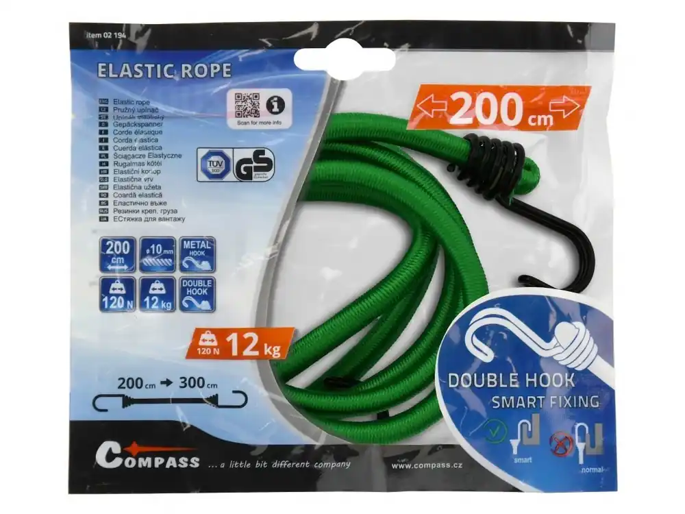Upínač pružný DOUBLE HOOK 10mm/200cm TÜV/GS Nová Kolekce