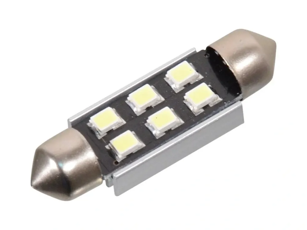 Vysoce Kvalitní Žárovka 6 SMD LED 12V suf. SV8.5 38mm s rezistorem CAN-BUS bílá