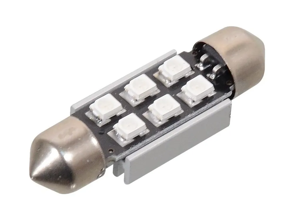 Žárovka 6 SMD LED 12V suf. SV8.5 38mm s rezistorem CAN-BUS modrá Víkendová Akce